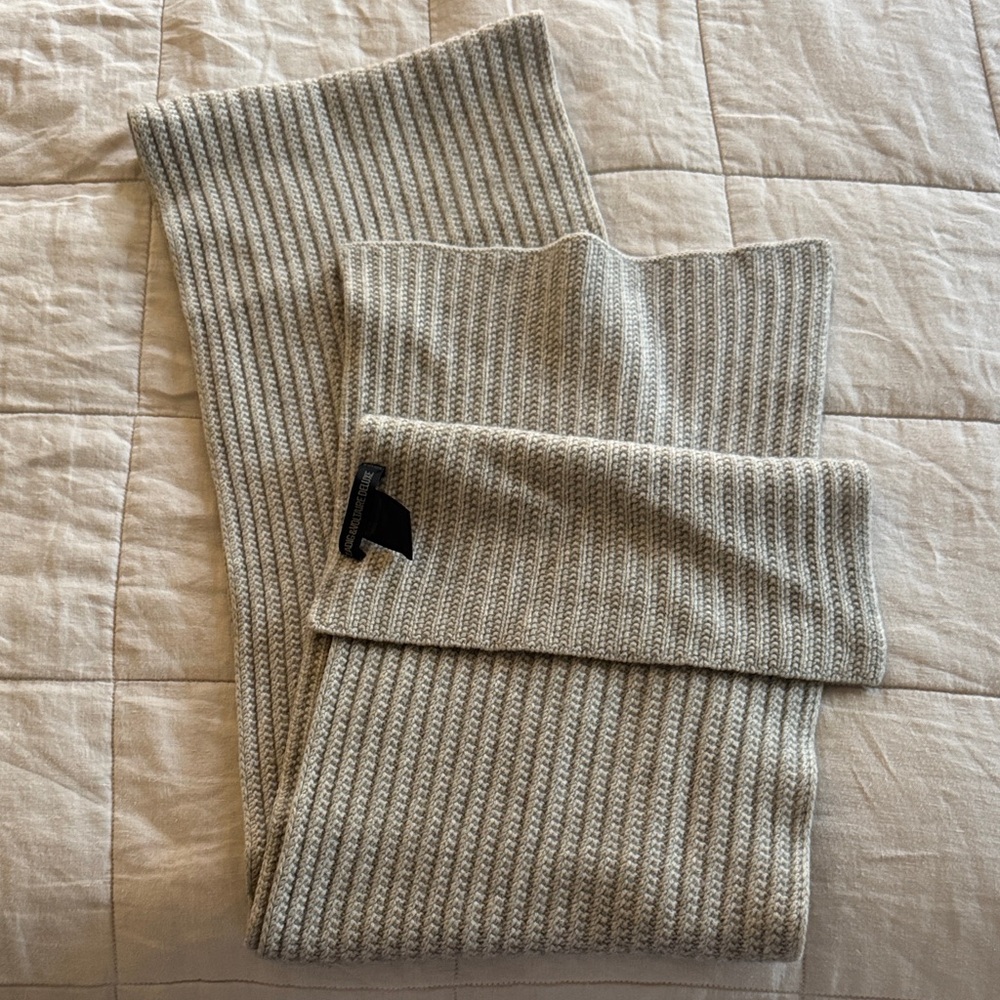 Zadig & Voltaire cashmere Heathered Taupe Ribbed Knit Scarf